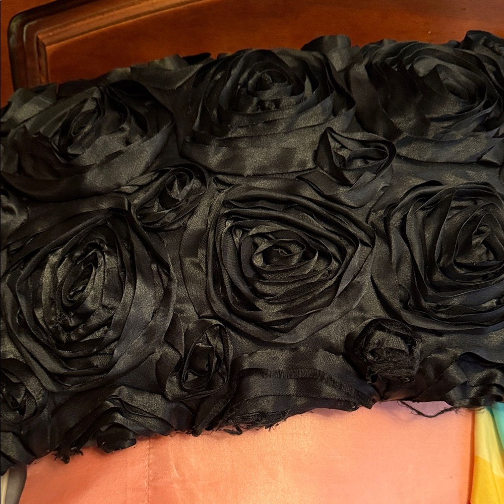 Elegant Black Rose Pillow